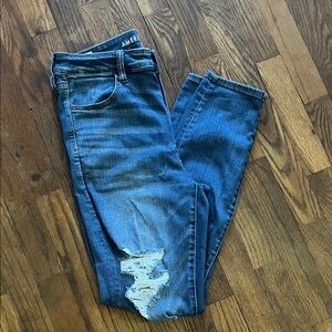 American Eagle Outfitters Blue Ripped Skinny Jeans